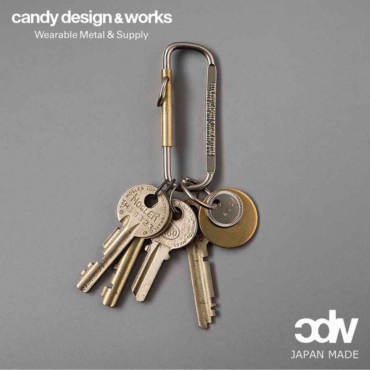 Candy Design & Works KENDRICK Brass/Chrome Keyring Carabiner Hand Made in Japan