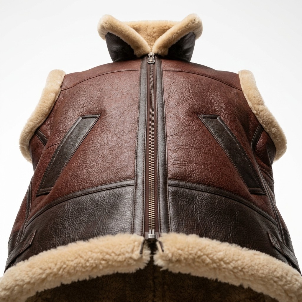 Men B3 Bomber Shearling Leather Vest Aviator Sheepskin Fur Lined Gilet Jacket