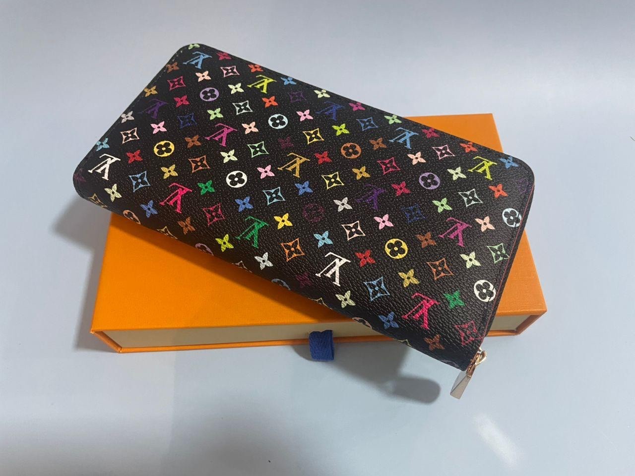 Louis Vuitton Black Monogram Murakami Multicolor Long Zippy Wallet Zip Around