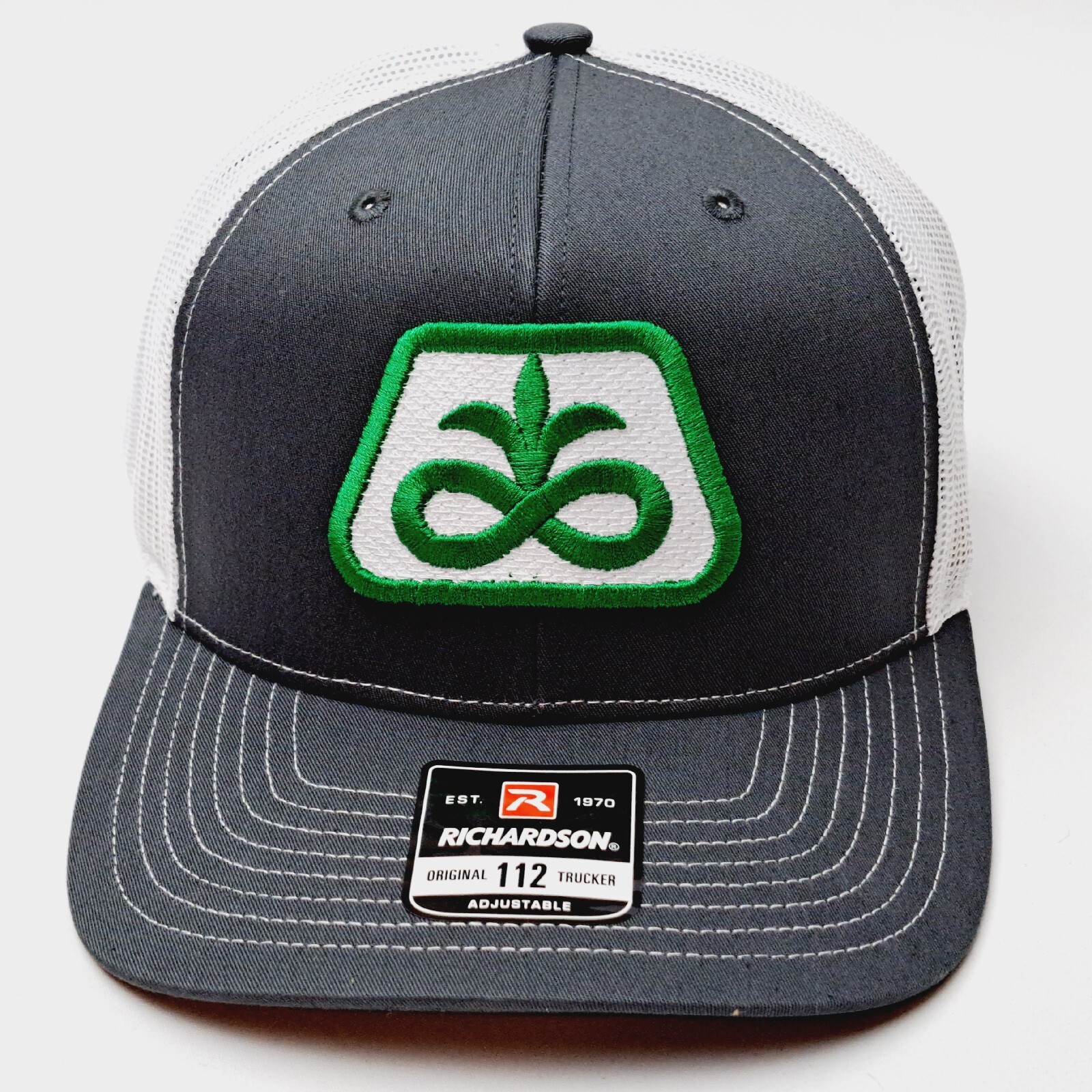 Richardson 112 Trucker Cap Hat Mesh Snapback Gray White Pioneer Seed Patch