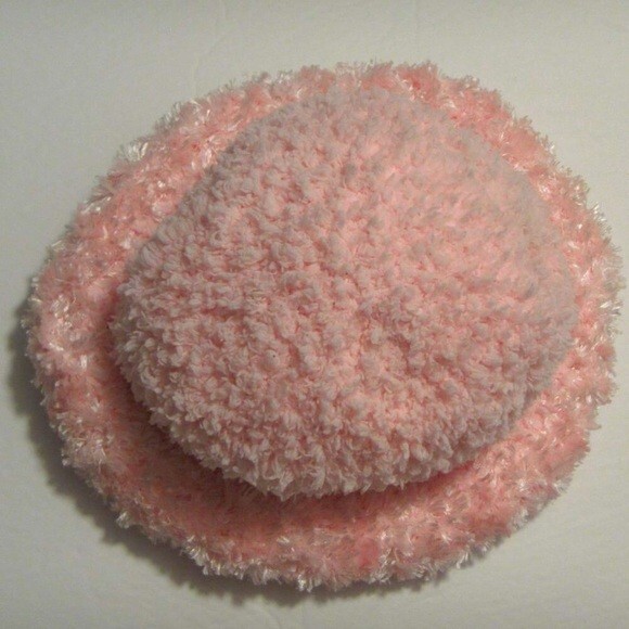 Fluffy Pink Faux Fur Roll Brim Winter Hat, One Size