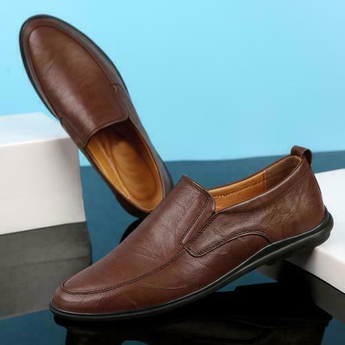 Men faux Leather Slip On Loafers Pointed Toe Business Casual Dress Walking Shoes