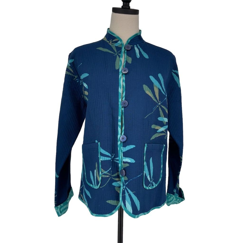 Draper’s & Damon’s Womens M Reversible Dragonfly/Swirl Quilted Jacket Multicolor