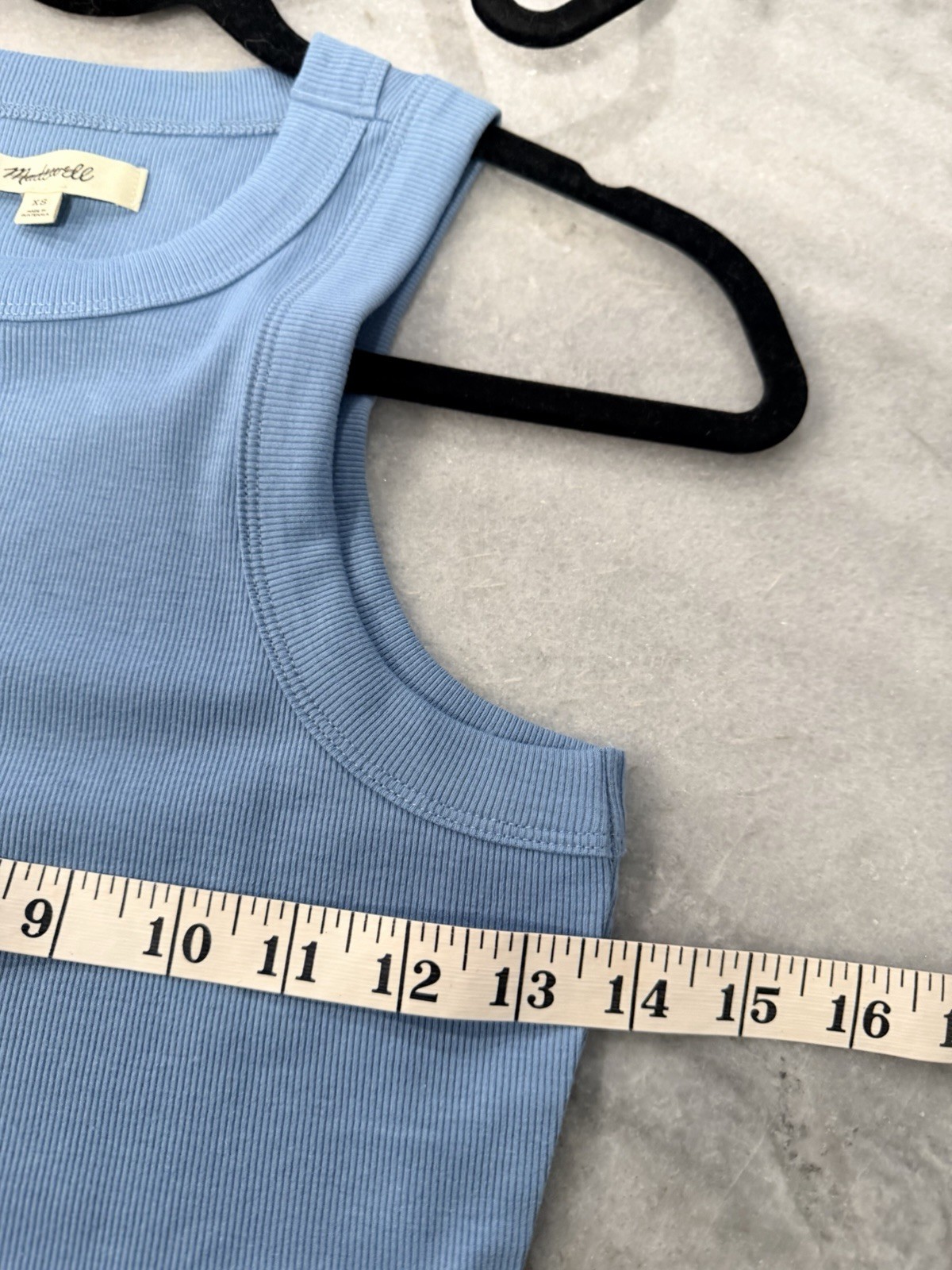 NWOT Madewell Size XS Blue Ribbed Supima Cotton Racerback Tank Top