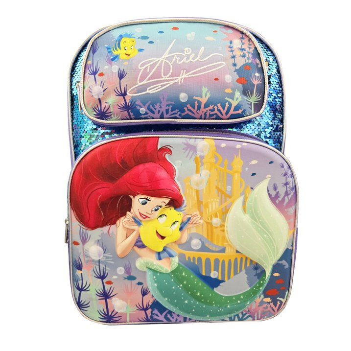Large Backpack – Disney – Little Mermaid Ariel Bubbles 3D Pop-up 16″