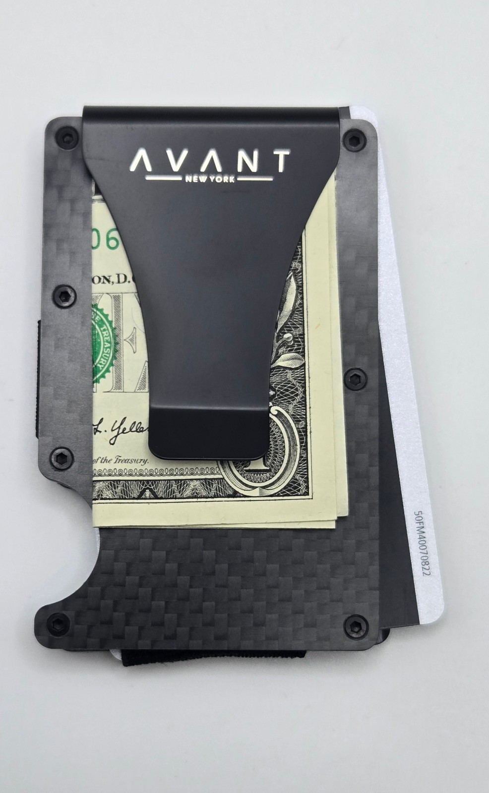 AVANT WOOD Slim Fold New Minimalist Mens WALLET, Carbon Fiber Black, RFID Cash