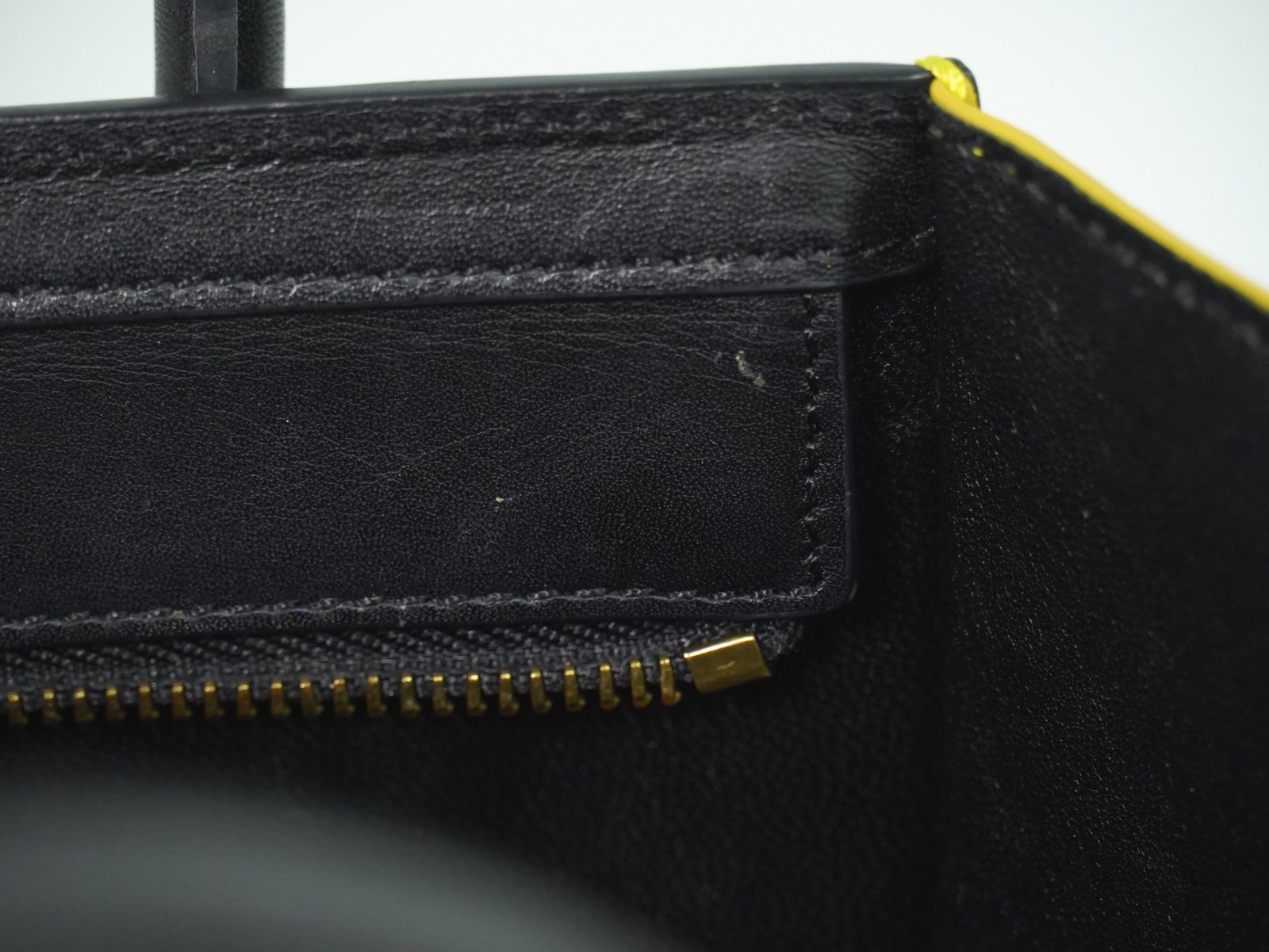 CELINE Luggage Nano Leather 2way Shoulder Handbag Greige Yellow Black