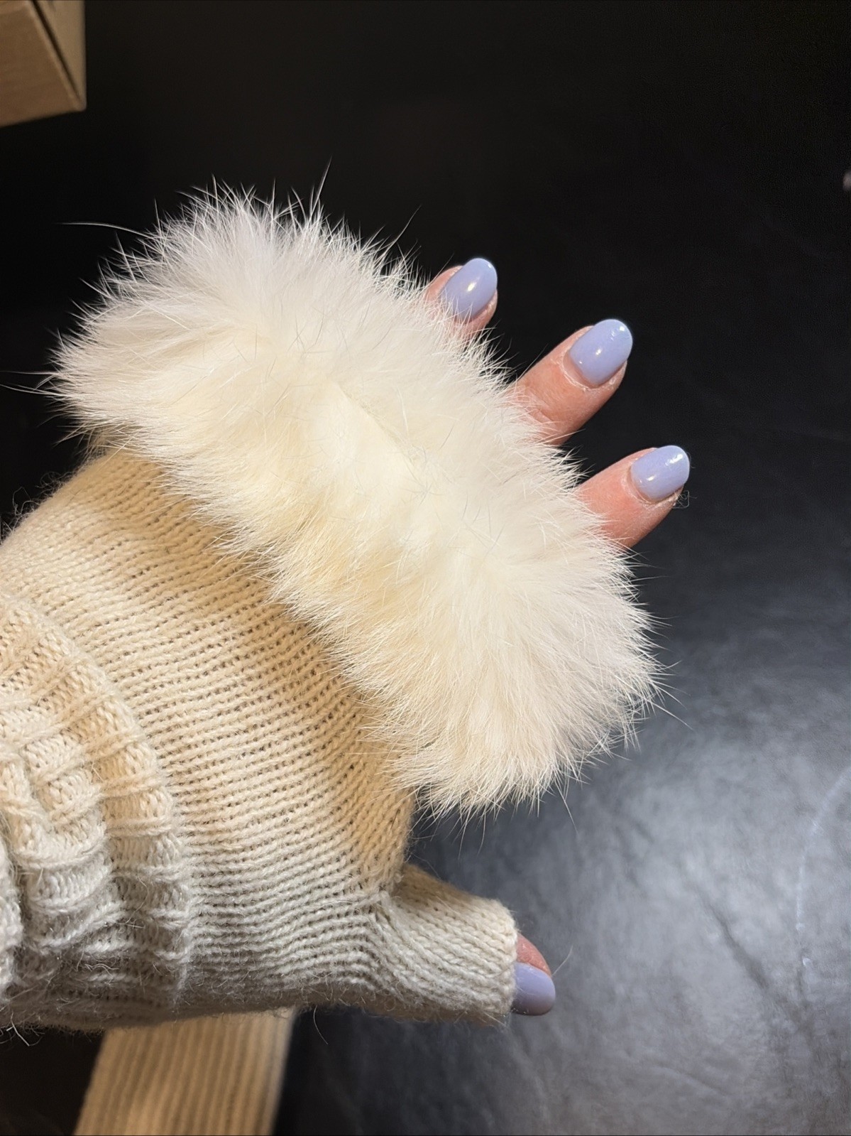 Women Fingerless Gloves Faux Fur Knitted Fall Winter Warmer Wrist