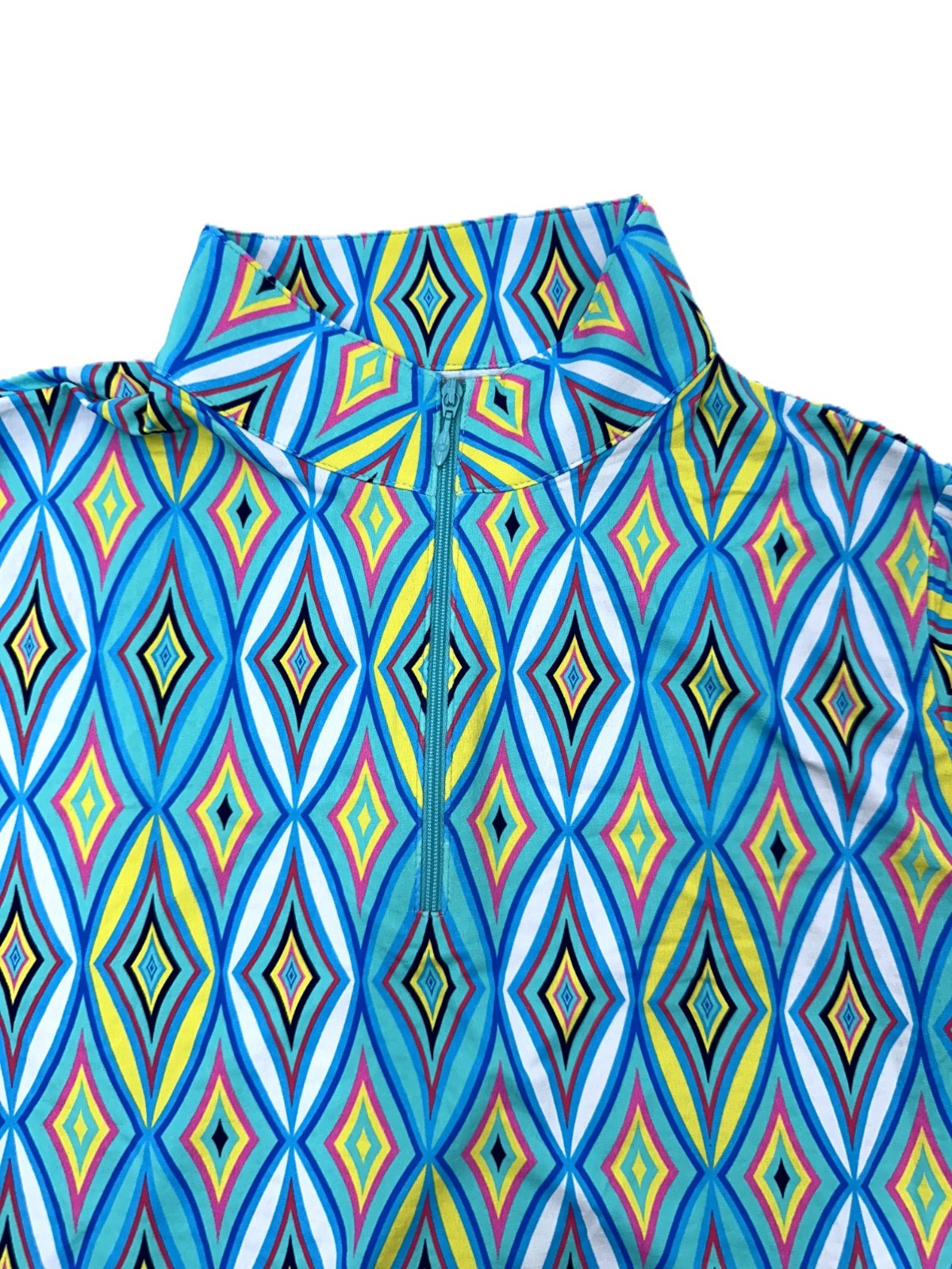 $101 IBKUL Women’s Romina Print Long Sleeve Mock Neck Top-Seafoam-Medium-New Tag