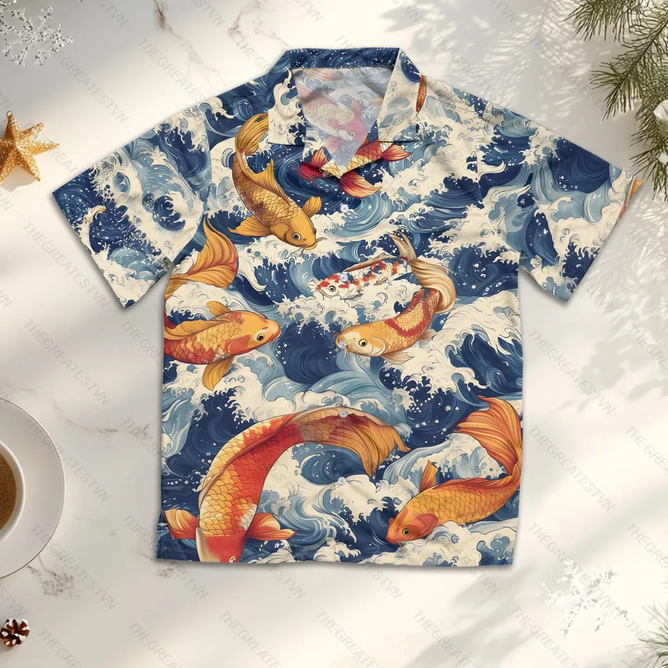 Japanese Koi Fish Summer Beach Hawaiian Shirt