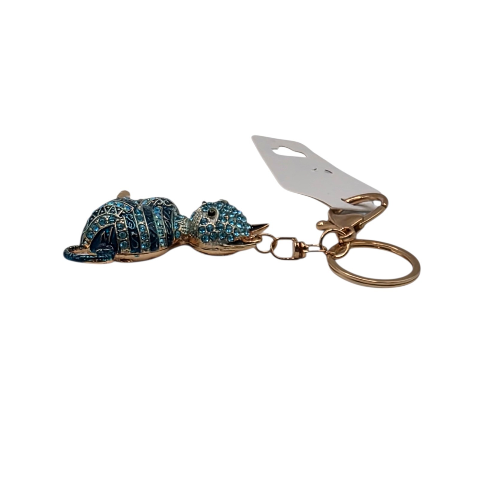 Fashion Jewelry Rhinestone Cat Key Chain Keyring Bag Charm Gold Tone Blue 2 in