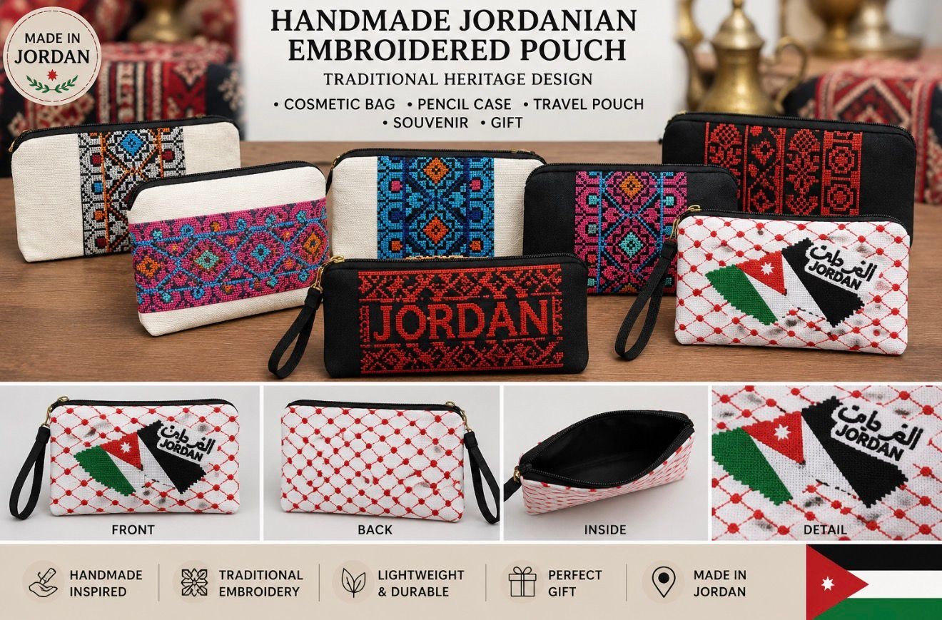 JORDANIAN Embroidered cosmetic bag traditional middle eastren pouch