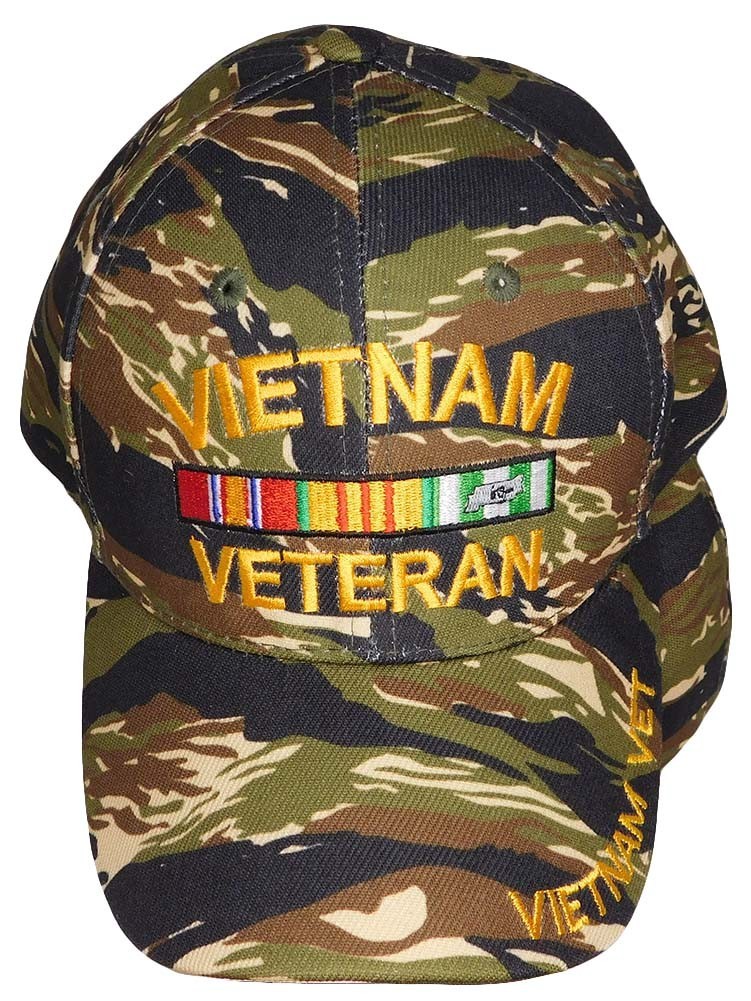Vietnam Veteran Ribbon Woodland Camouflage Acrylic Embroidered Hat Cap Licensed
