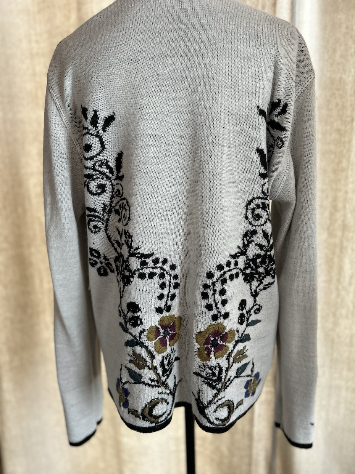 Simply Natural Alpaca Blend L/XL Floral Embroidered Cardigan Reversible NWOT
