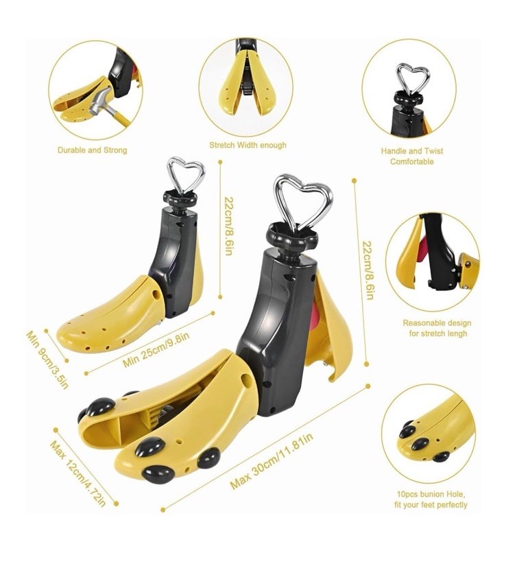 2pcs Yellow Shoe Stretcher Adjustable Width Length Wm’s 11-14, men’s 10-14