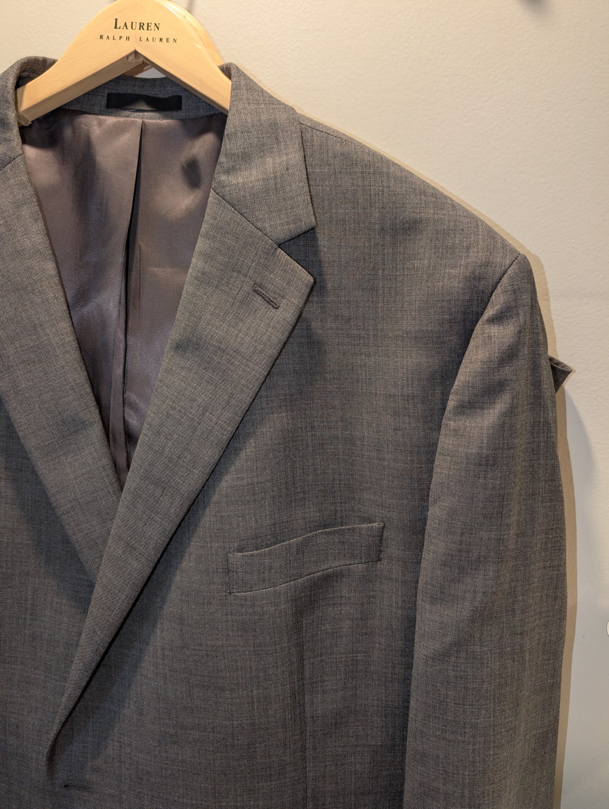 Lauren Ralph Lauren Suit Mens 52R Pant 48×28 Gray Stretch Wool Black Label