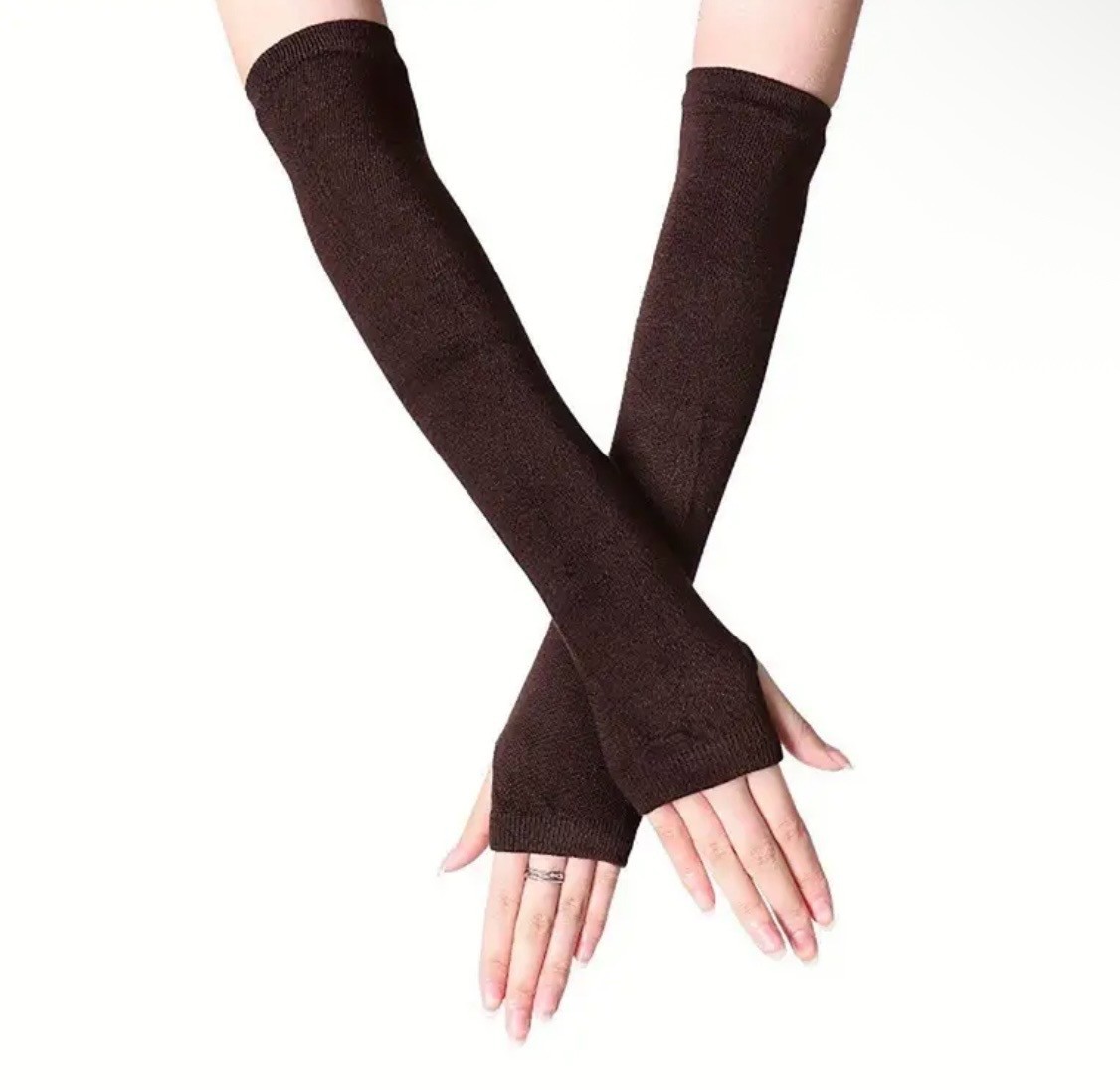 Long Arm Warmers Solid – Striped Fingerless Gloves Winter Wrist Warmer for Women
