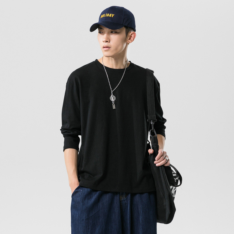 New Men’s Solid Color T-shirt Pure Cotton Top Inside A Student Leggings