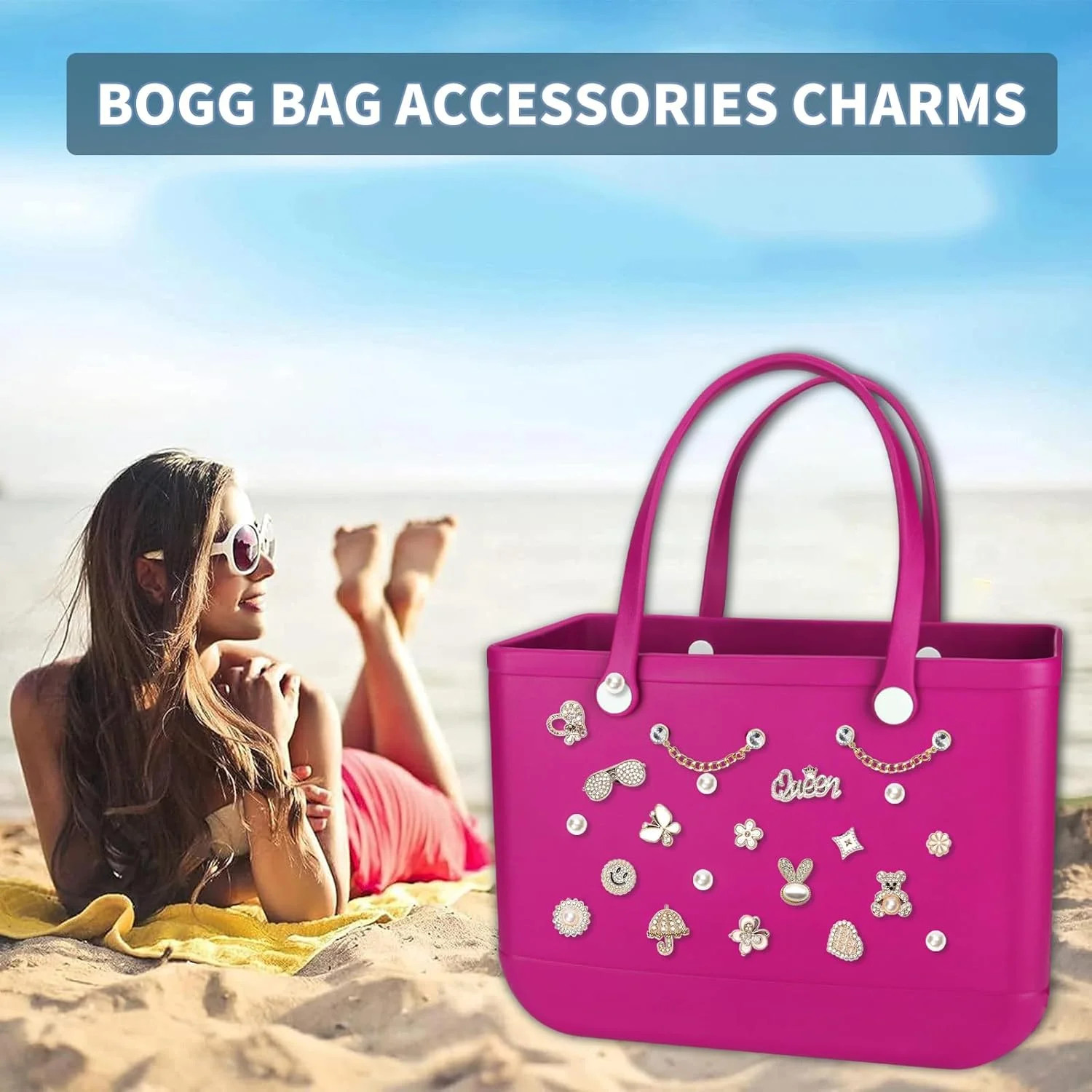 Bag Charms for Bogg Bag Accessories 24PCS Bling Sparkle Rhinestones Decorative B