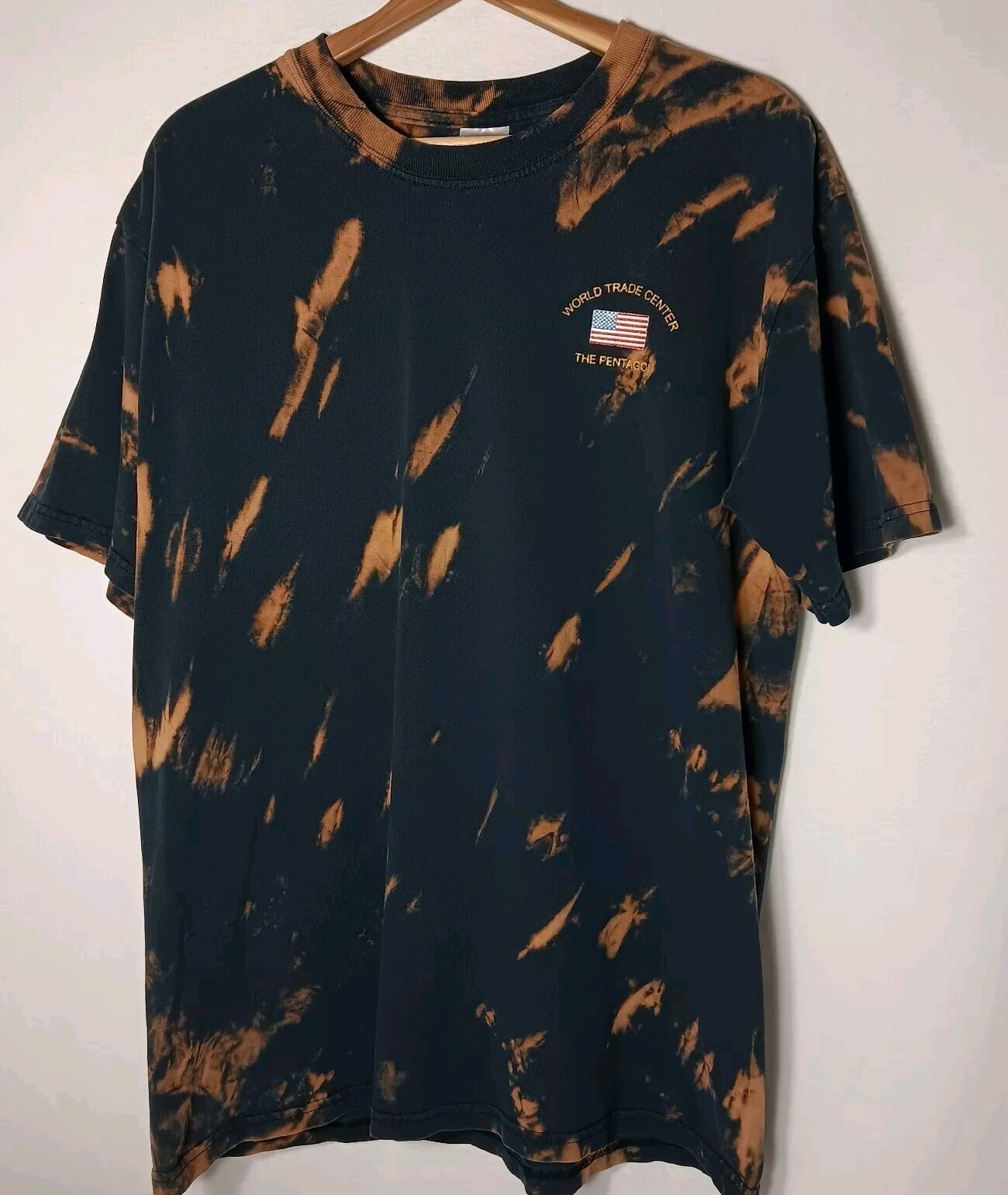 World Trade Center Pentagon 911 T Shirt Large Bleach Dye Bombers Three Wise Men