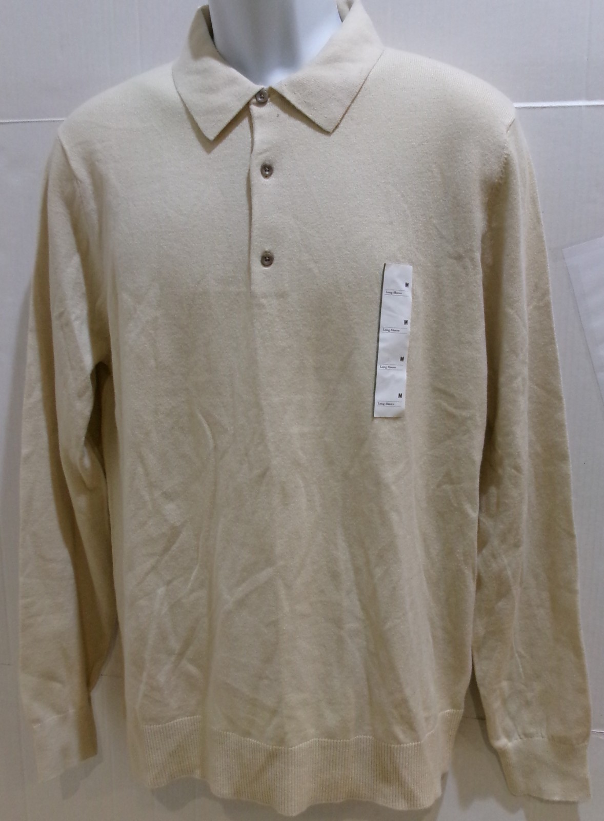 Polo Sweater Soft Light Cotton blend Sage/Cream/Heather gray/Blue Goodfellow