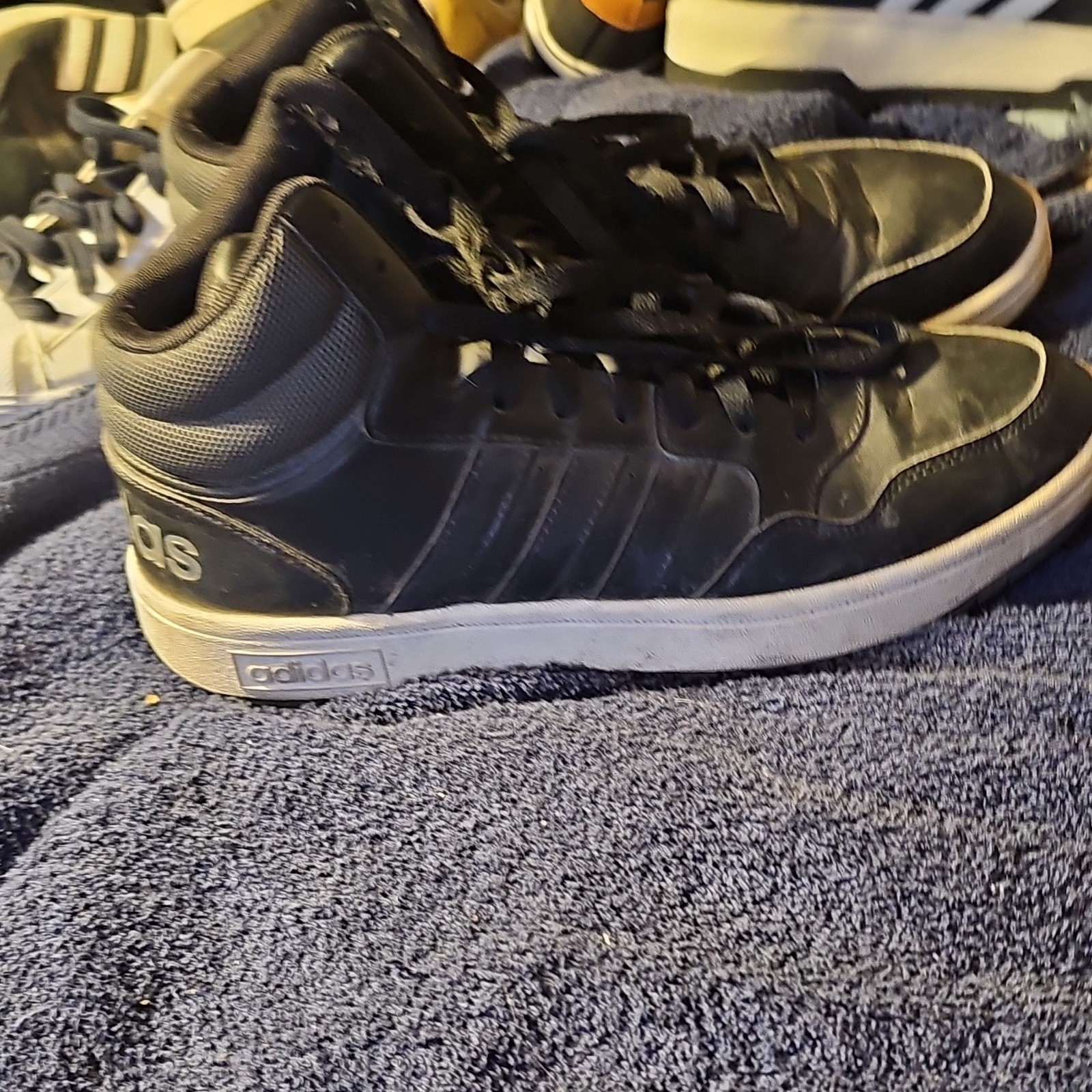 adidas Men’s Mid Top Lace Up Athletic Sneakers Black Rubber Outsole