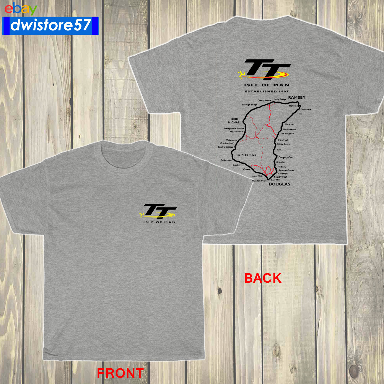 New Isle of Man TT Racing Track Map Island Logo Many Color Unisex T-Shirt S-5XL