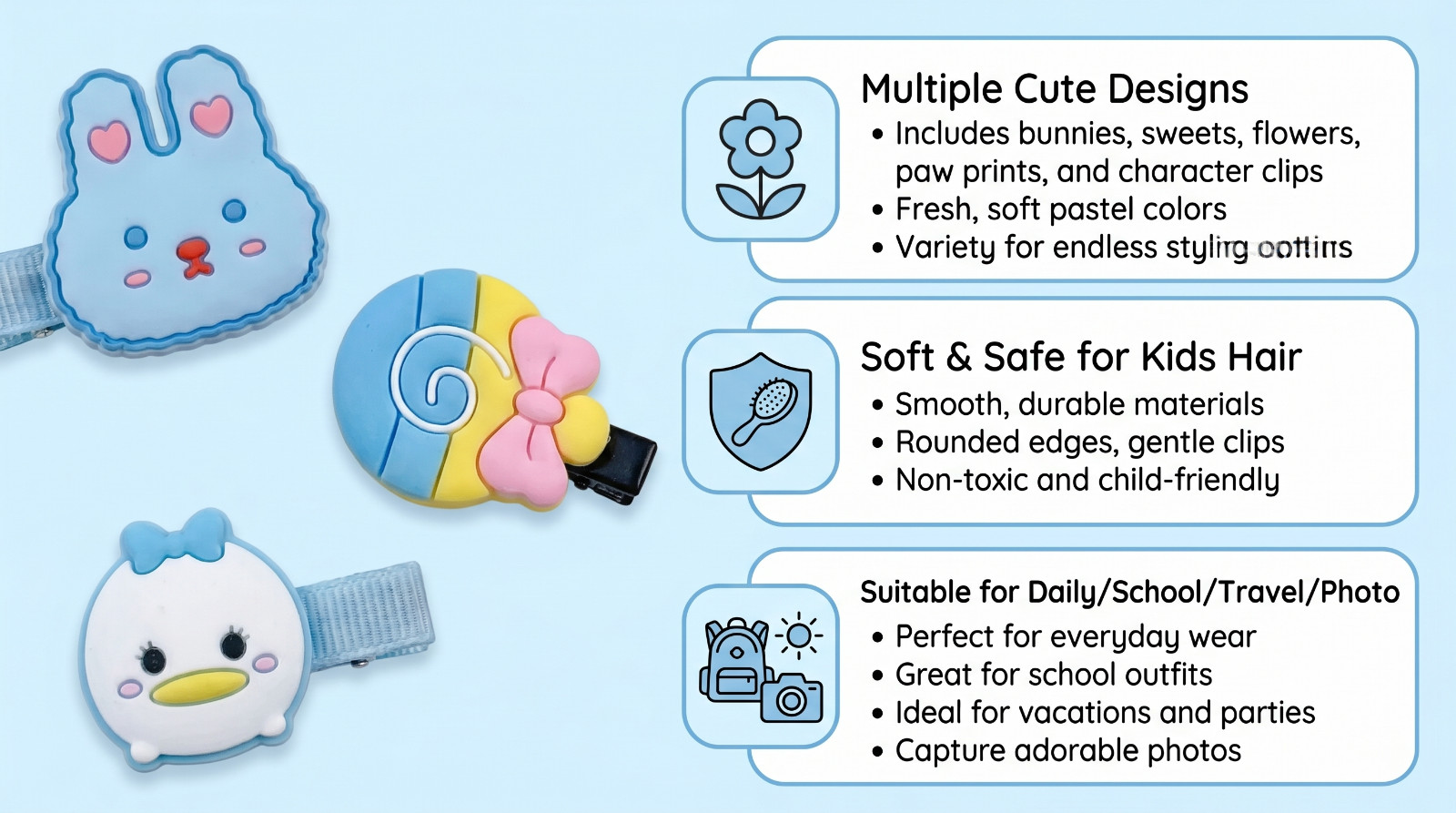 Cute Hair Clips Set Multi-Style Non-Slip Hair Accessories For Girls Daily Use
