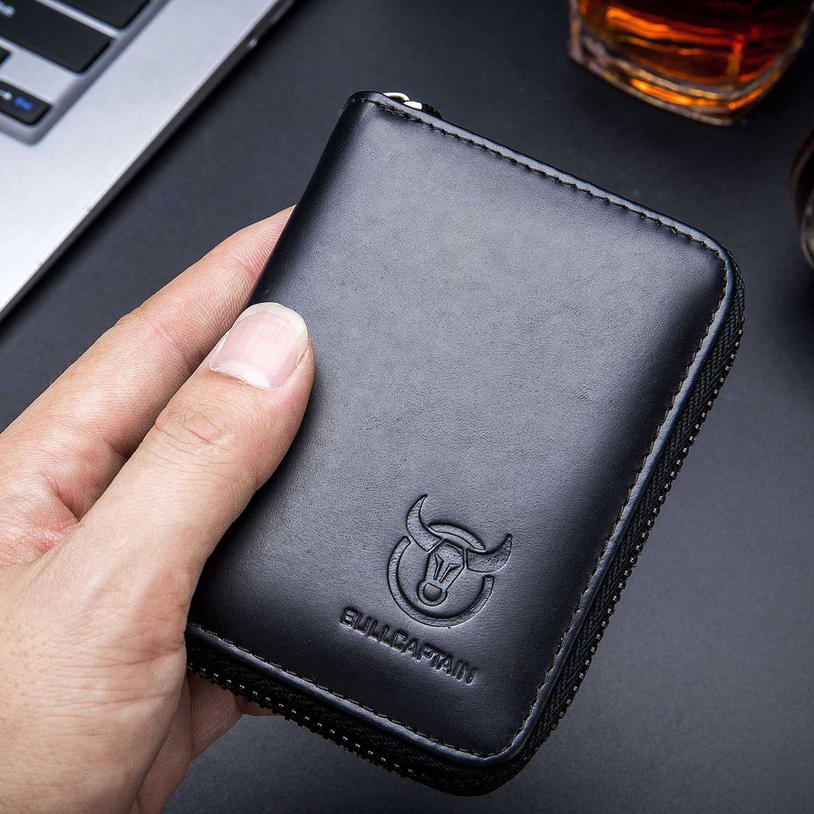 2X Leather Men Wallet Card Pack Zipper Card Case Holder Credit Card Bag6038