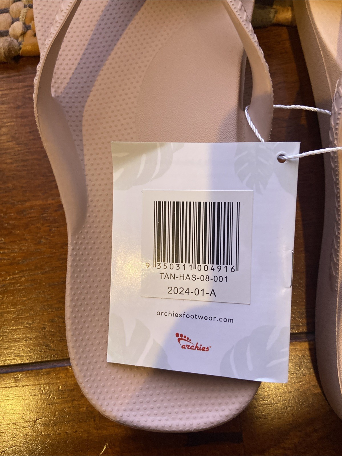 Size 9 Women’s Archies, Arch Support Flip Flop ARCHFLIP-TAN SYNTHETIC