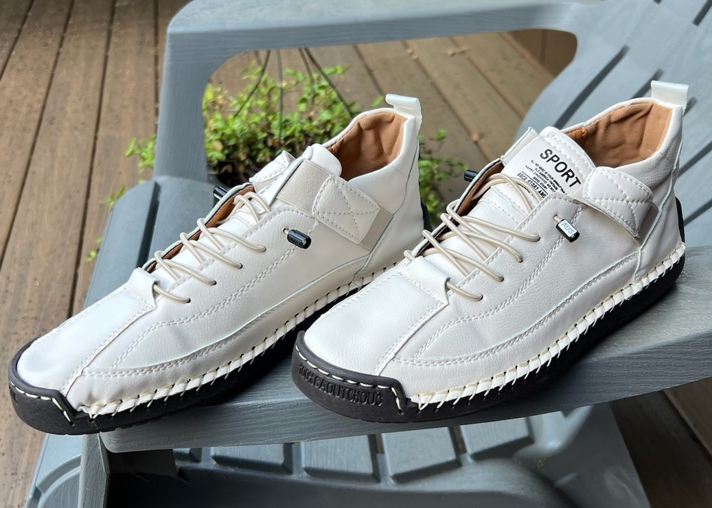 Casual White Driving Shoes Slip On Comfort Sneakers Size EU 38 – Men 6 or W 7.5
