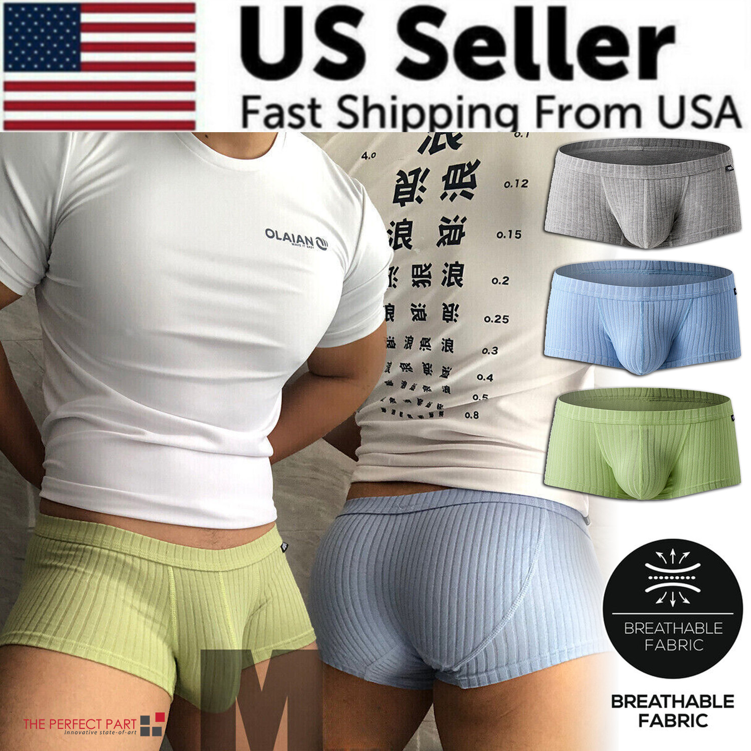 Men’s Sexy Underwear Low waist Briefs U Pouch Boxers Striped Shorts Underpants