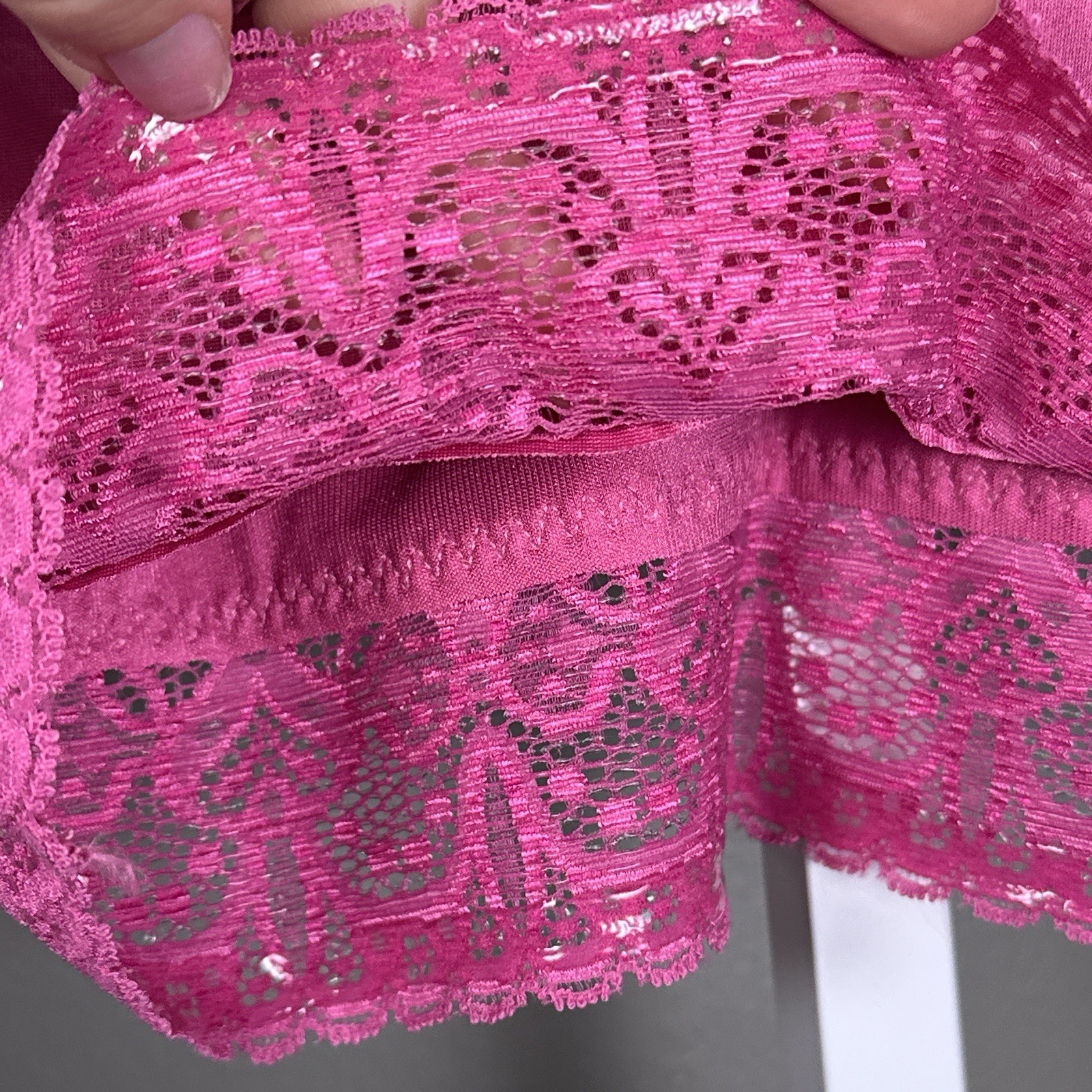Ruby Ribbon Demiette Bra 32 Pink Satin Lace Longline Bralette NWOT Style 3033