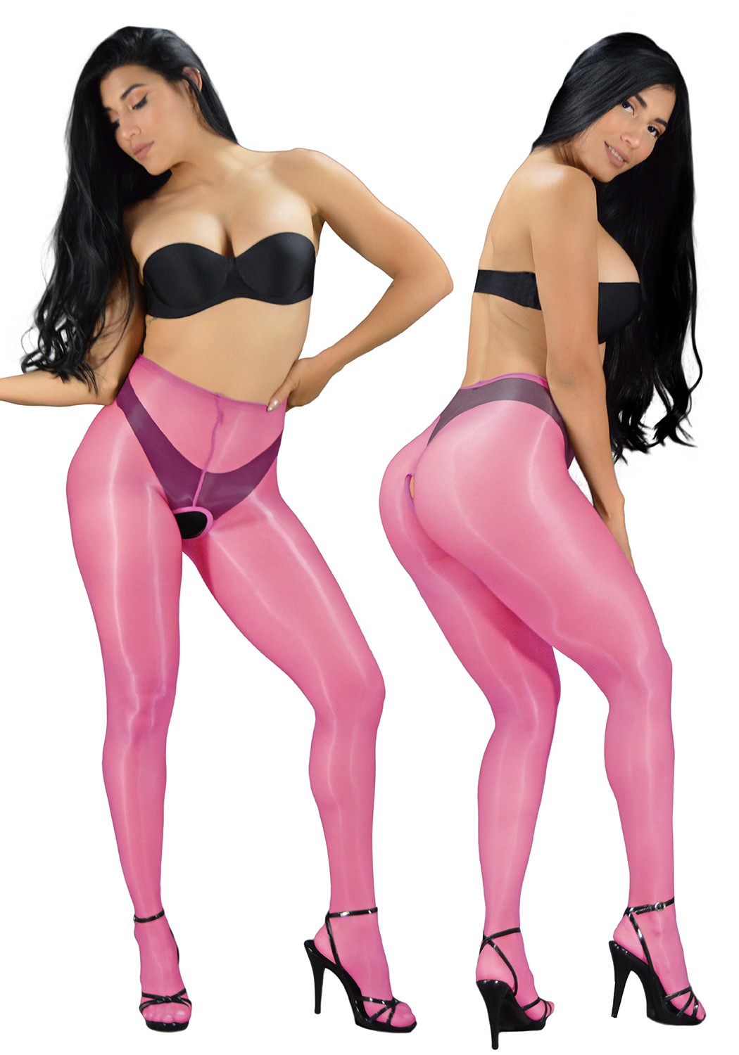 Vespa – Crotchless Ultra Shine Pantyhose Sheer to Waist & Sheer Toe