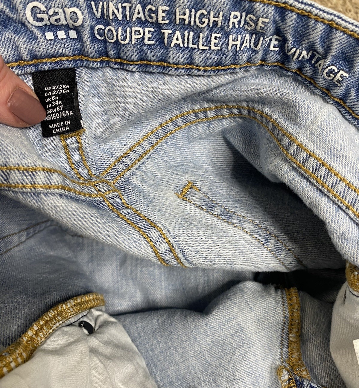 Gap Vintage High Rise Button Fly Light Wash Denim reworked crop Jeans Women’s 2