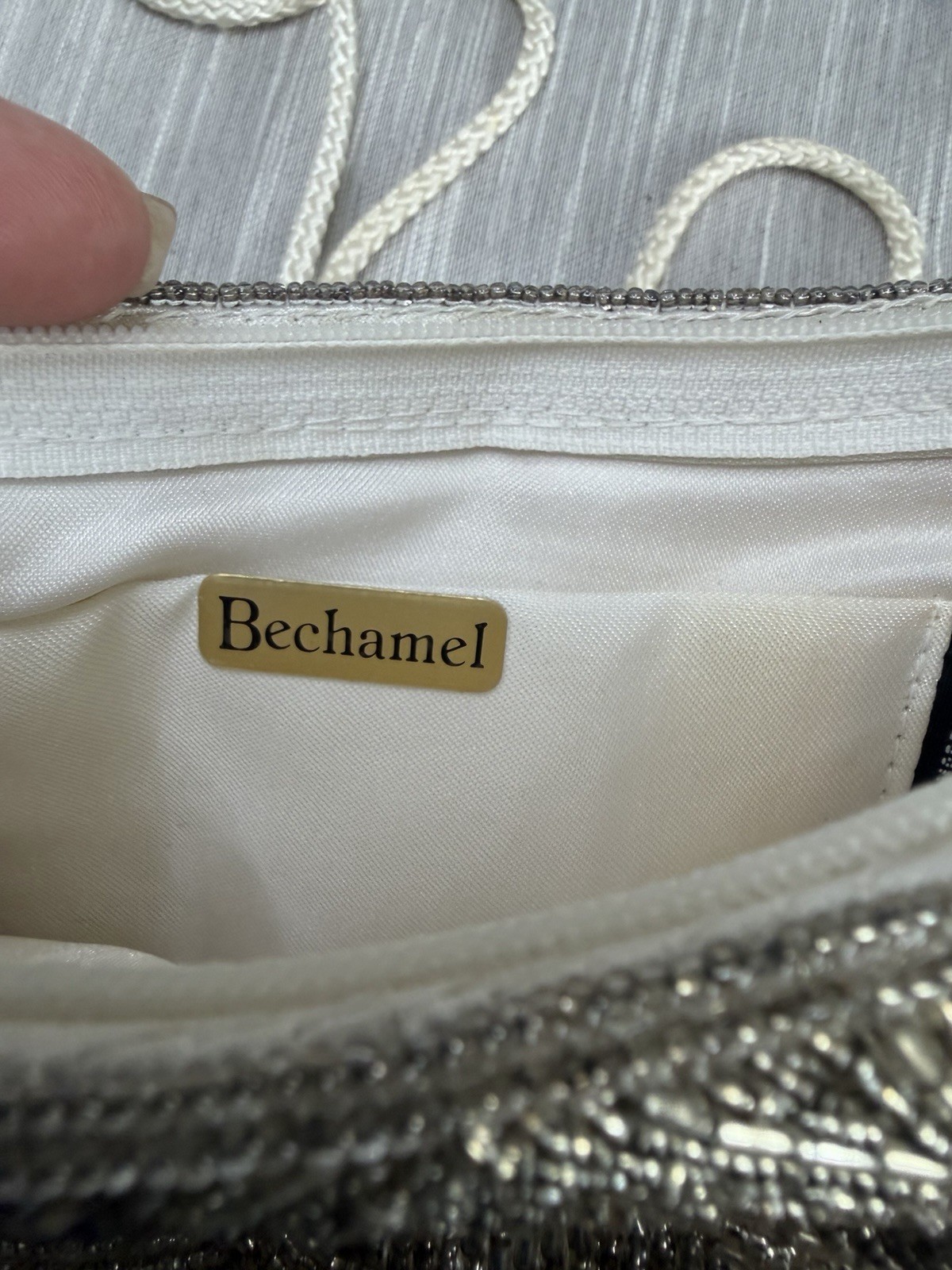 Vintage Bechamel Beaded Silver Small Bag Prom Formal 7”W 5”T