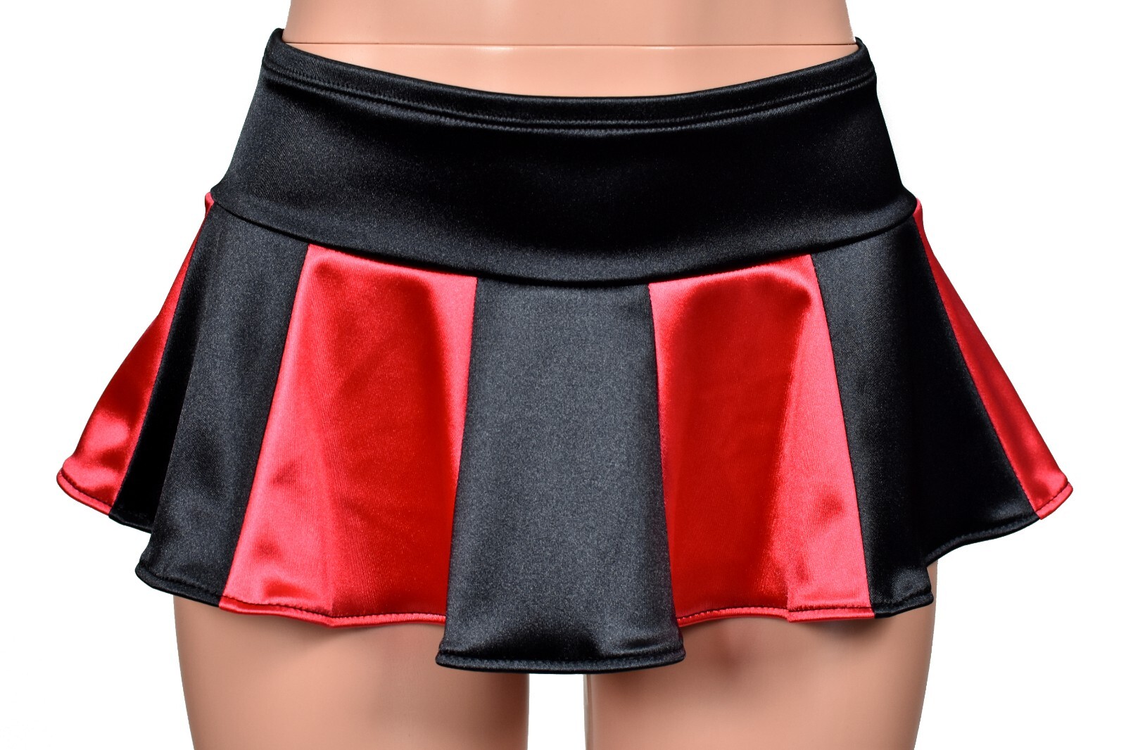 Black Red Stretch Satin Micro Mini Skirt XS S M L XL 2XL 3XL lingerie plus size