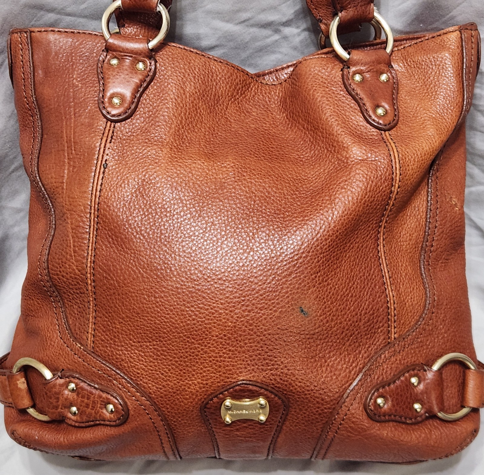 Vintage Michael Kors Astor Lg Leather Tote Bag FLAWED Rugged Work Shoulder Purse