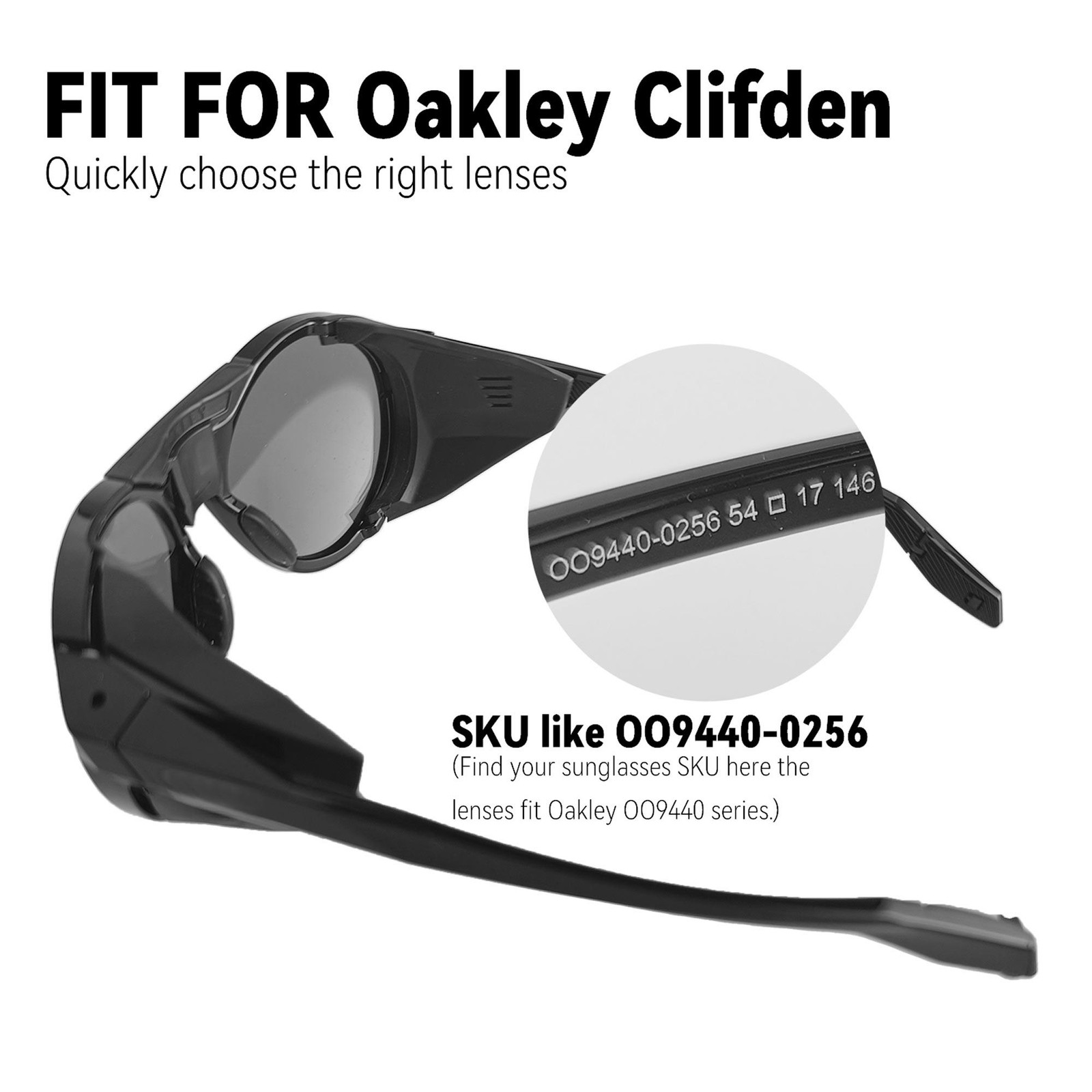 Walleva Black Polarized Replacement Lenses For Oakley Clifden OO9440 Sunglasses