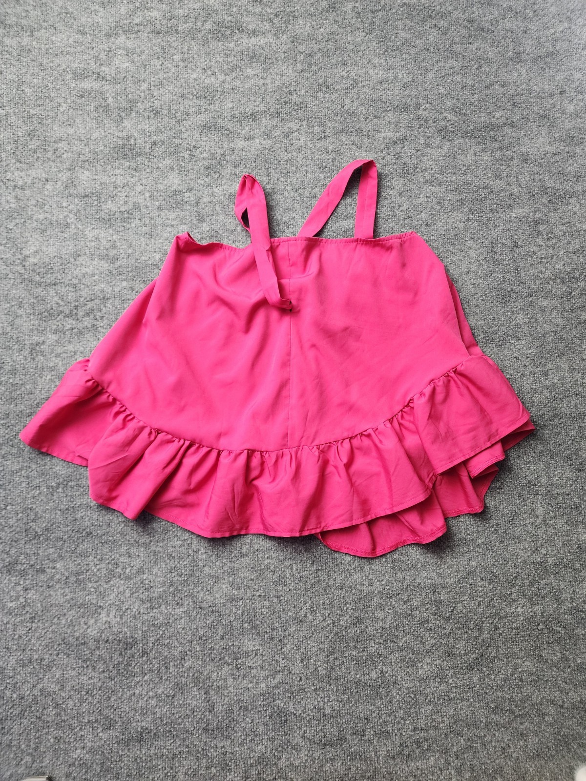 Women’s Pink Solid Woven Square Neck Strappy Ruffle Hem Pullover Cami Size M