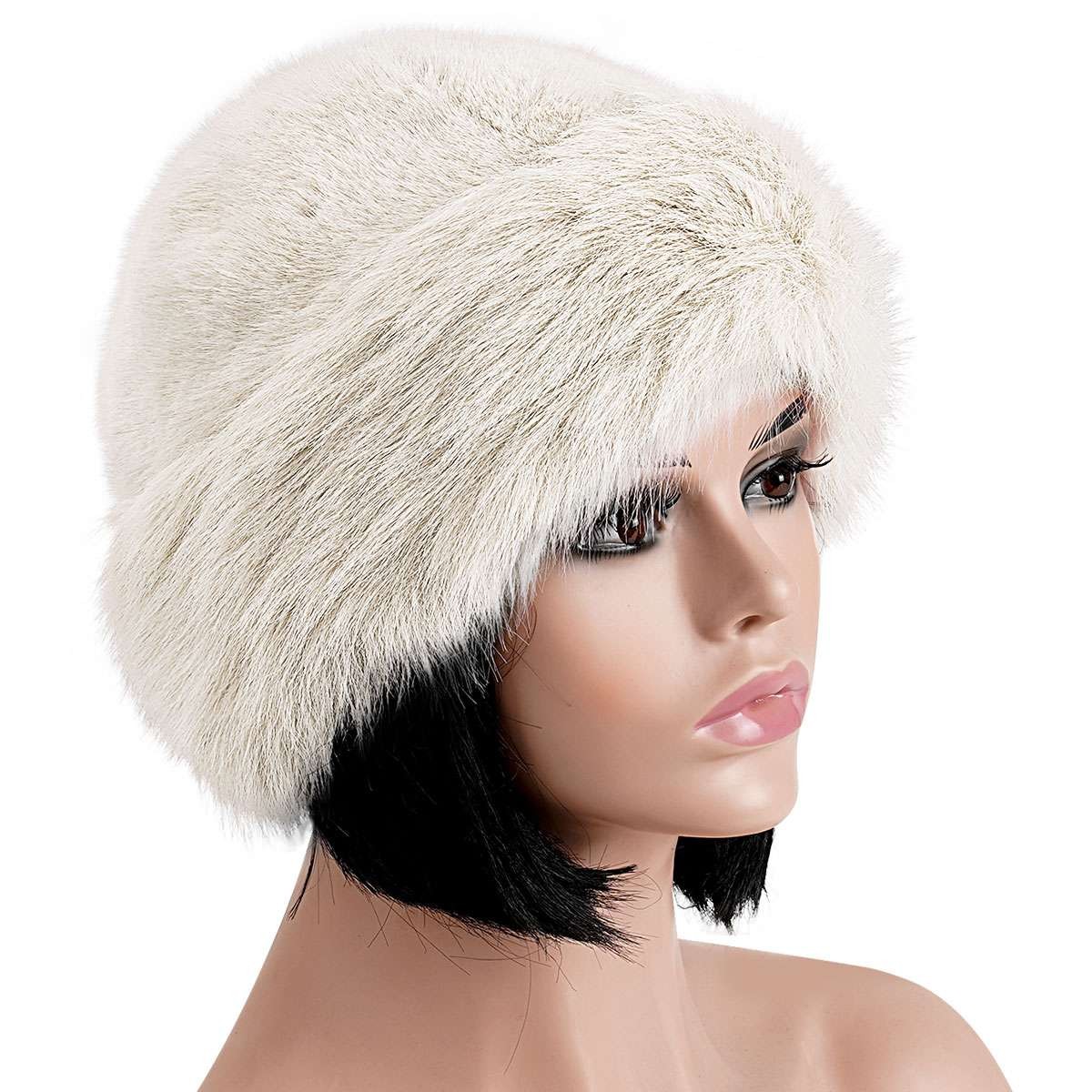 Women Winter Furry Hat Faux Fur Russian Cossack Hat Fluffy Warm Ski Snow Cap