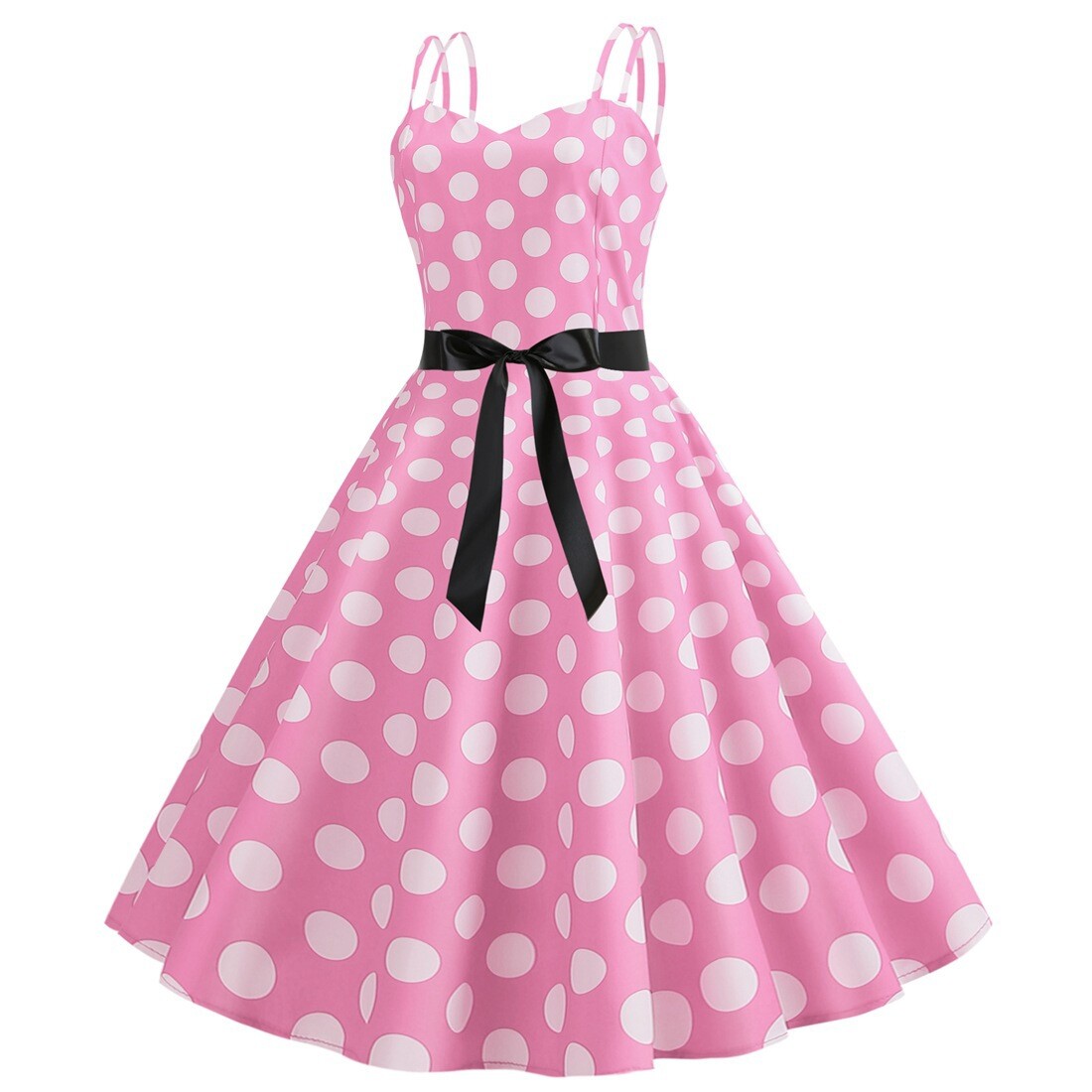 Women Vintage Dress Retro Style Rockabilly Party Swing Cocktail Polka Dots Dress
