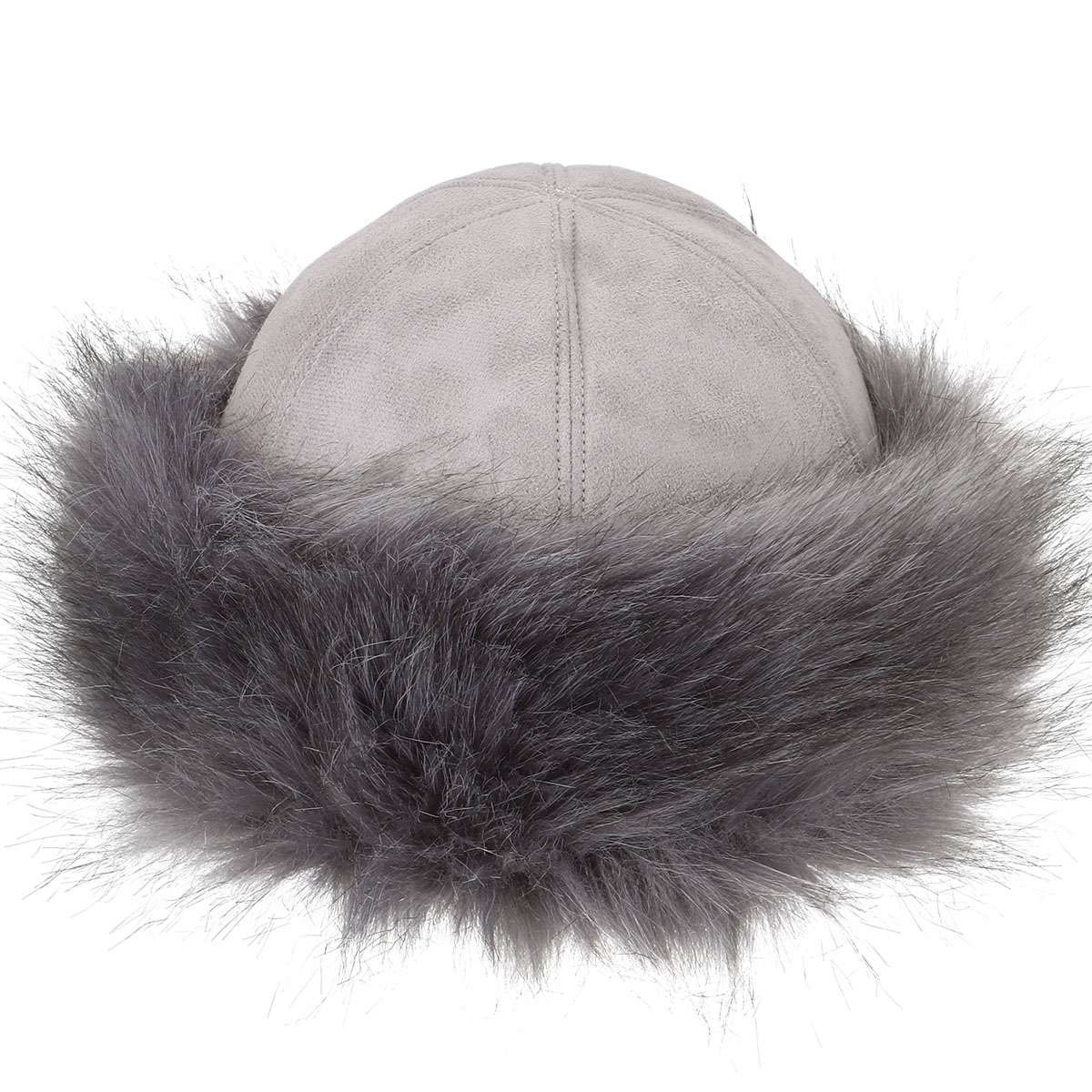 Women Round Russian Fluffy Faux Fox Fur Hat Winter Ear Head Warmer Ski Hats Cap