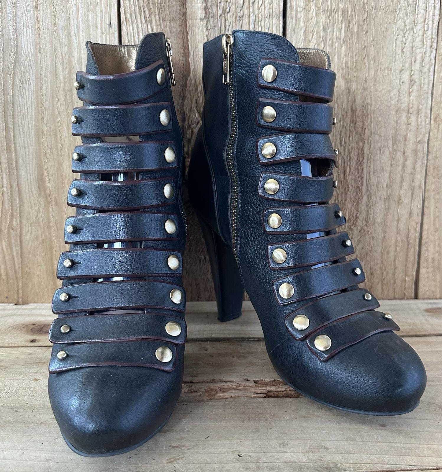 Cynthia Vincent Steampunk Heeled Shoes Sz 7.5 Grunge Hipster Victorian Black