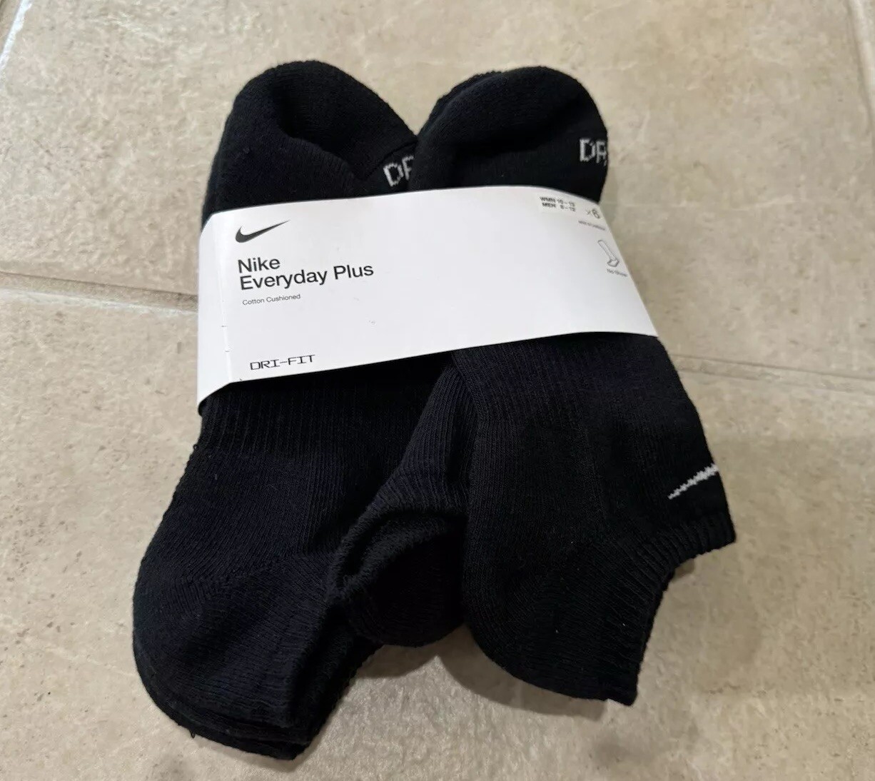 Nike Cushioned Dri-Fit No Show Socks Unisex 6-Pair Pack SX6898-010