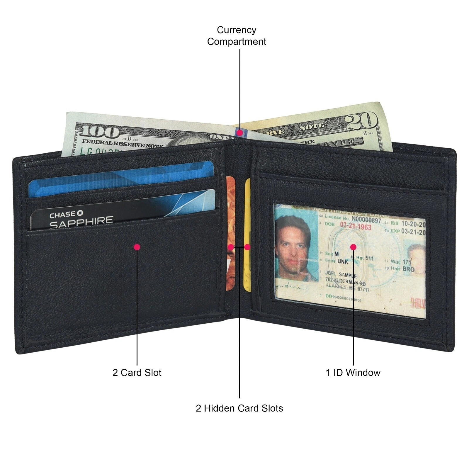 Genuine Leather Minimalist Bifold Wallets For Men RFID Blocking Slim Mens Wallet