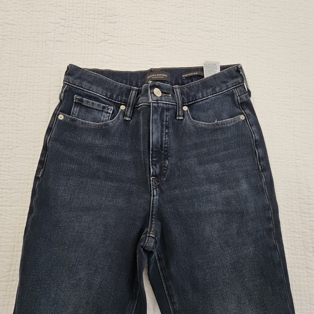 Banana Republic Premium Jeans Women’s 27L (28×30) Raw Hem Dark Wash Leggings EUC
