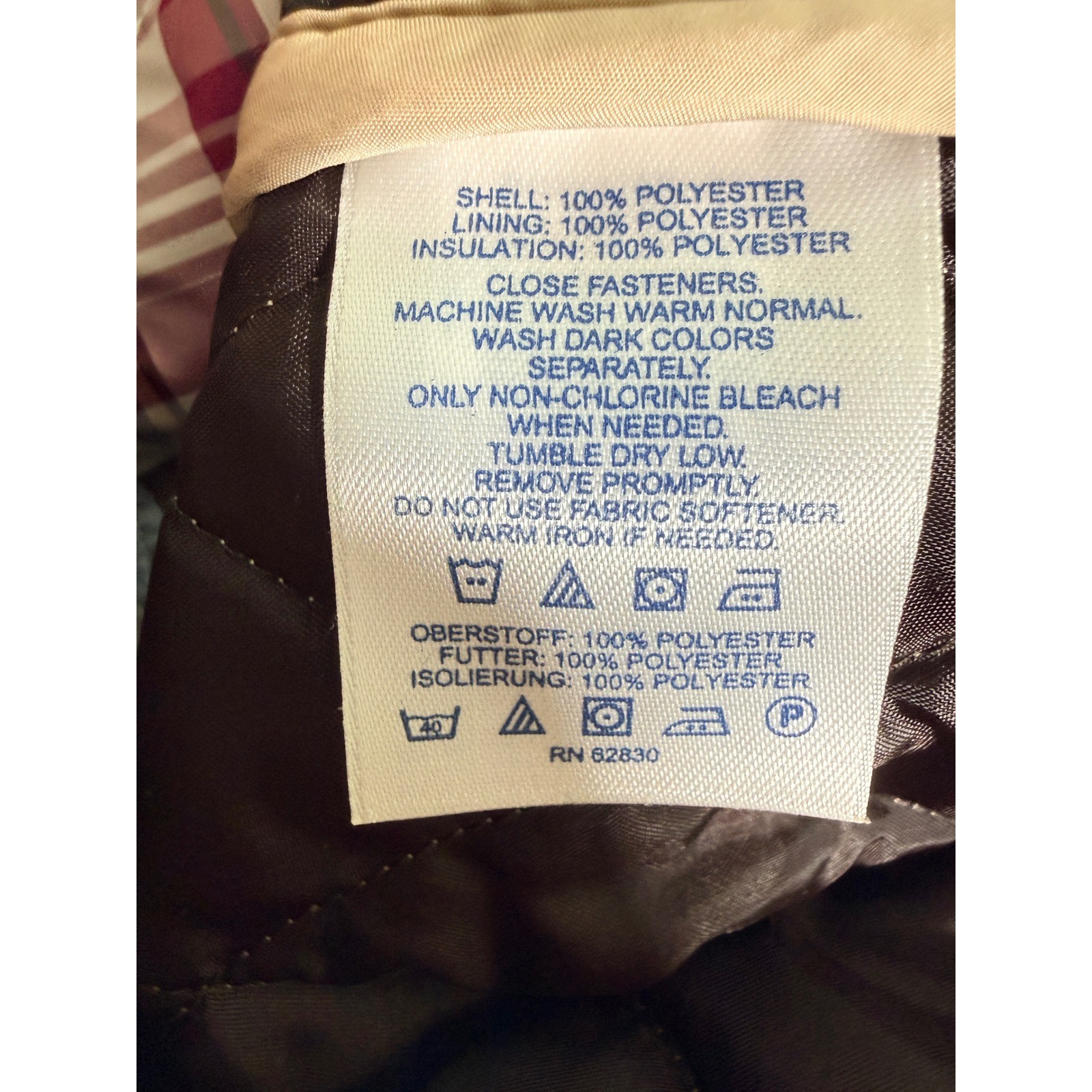 Lands End Jacket Womens Large 14-16 Tan Quilted Full Zip Outdoor Hiking Chore