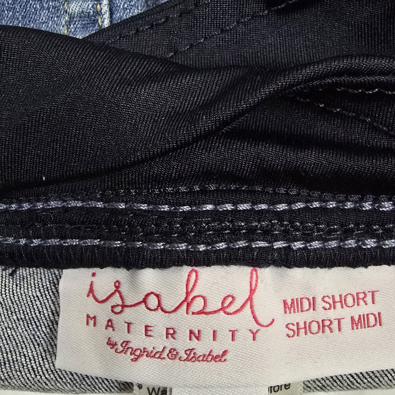 Isabel Maternity Shorts Crossover Panel Midi Short 4 In Inseam Medium Wash