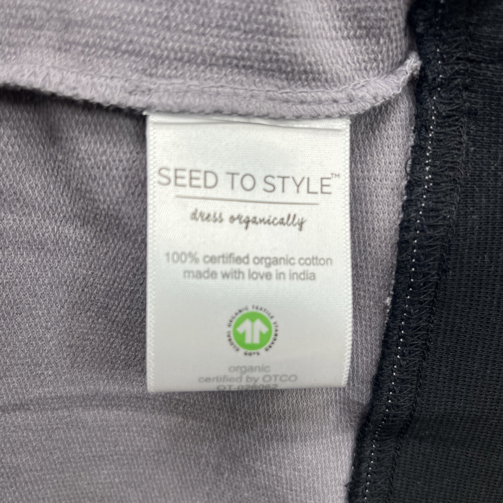 Seed to Style Dress Womens Large Organic Cotton Gray Black LS Minimalist B186